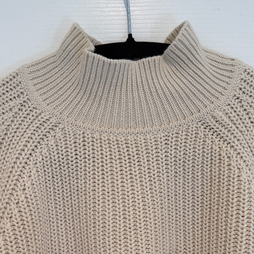 GAP Women's Beige Shaker Stitch Knit Mock neck Sweater - Picture 6 of 7